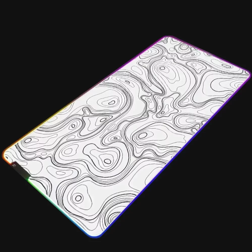 Tapis de souris design blanc avec LED RGB multicolore